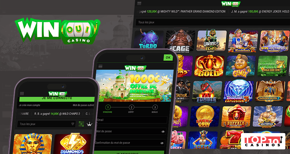 Application mobile du WinOui casino bannière